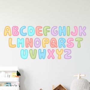 Adesivos de parede educativos, ferramenta de aprendizagem infantil, adesivos com letras do alfabeto, removíveis e adesivos, arte de parede para sala de jogos, decoração escolar, quarto infantil