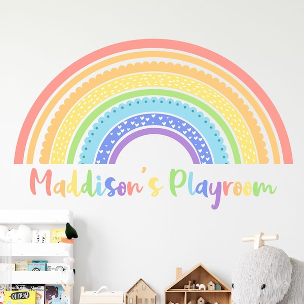 Rainbow Wall Sticker , Name Decal , Rainbow Gifts , Personalised Wall Art , Rainbow Decor , Name Sign , Playroom Decoration , Unicorn , Boho
