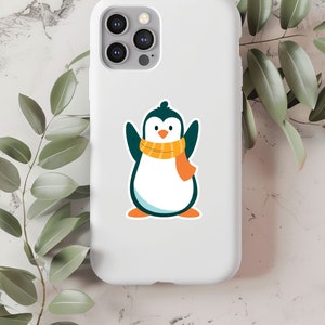 SET OF 2 Cute Penguin Sitting On a Laptop Stickers - Penguin Gift - Scratch Proof - Waterproof - Peel And Stick