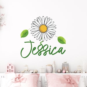 Daisy Sticker , Custom Name Daisy Wall Sticker , Floral Nursery Decor , Girls Bedroom Decor, Name Sign  - TheVinylCreations -
