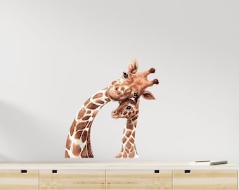 Calcomanía de pared de jirafa para guardería - Decoración linda de la guardería - Animales de Safari - Pegatinas de pared de Safari - Arte de pared para niños pequeños - TheVinylCreations -