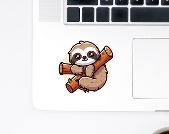 Cute Sloth Sticker x2 - Cute Gift Idea - Sloth Lover - Scratch Proof - Waterproof - Peel And Stick
