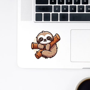 Cute Sloth Sticker x2 - Cute Gift Idea - Sloth Lover - Scratch Proof - Waterproof - Peel And Stick