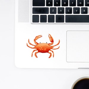 Crab Sticker x2 - Crab Gifts - Scratch Proof - Waterproof - Peel And Stick