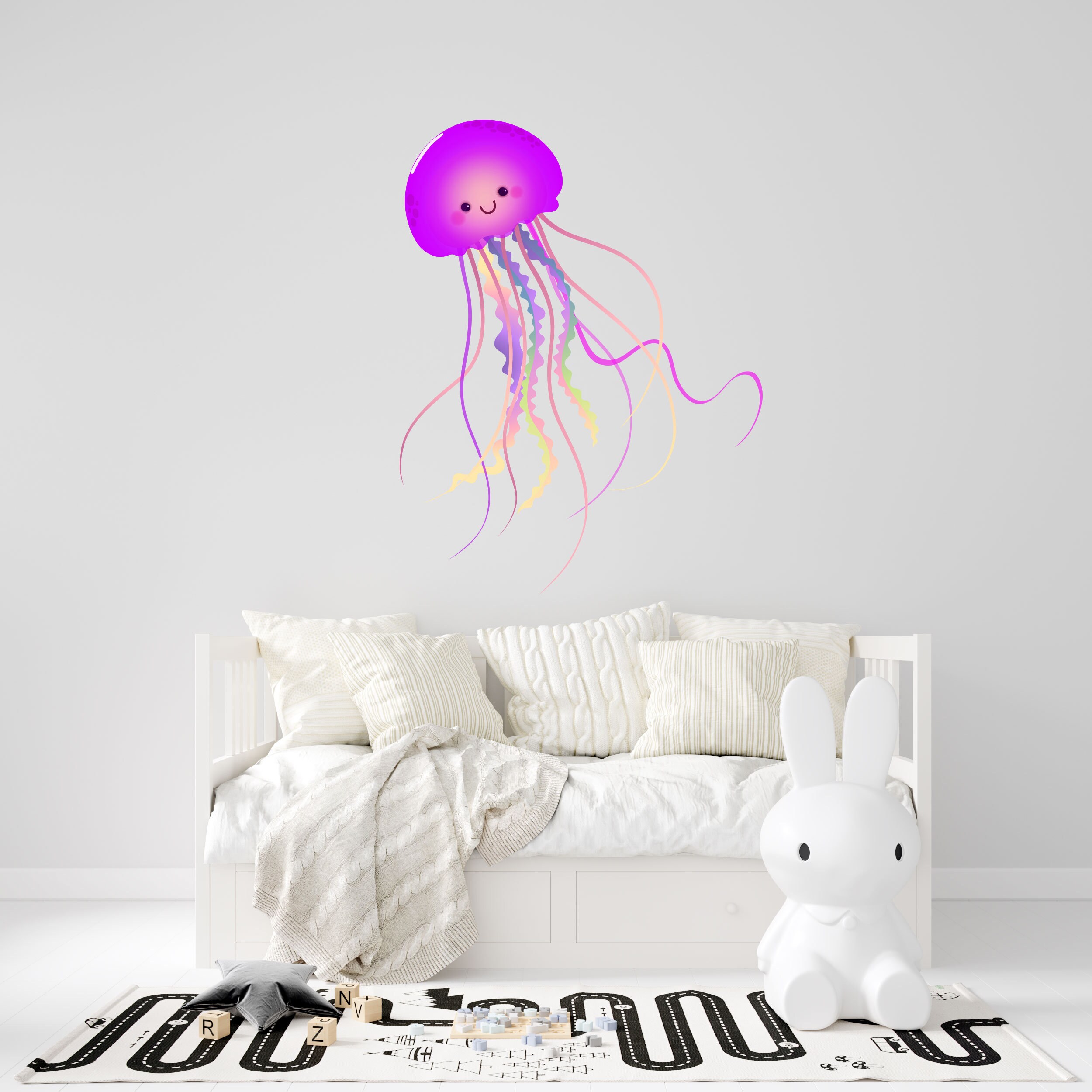 Cute Jellyfish Art Jellyfish Wall Decal Ocean Wall Decal Etsy