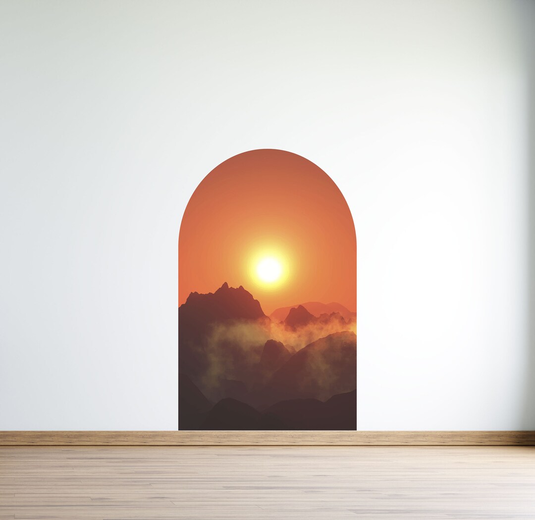 Arch Wall Decal , Sunset Wall Mural , Mountain Wall Stickers , Arch ...