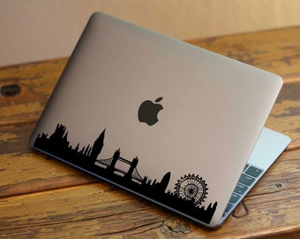 London Skyline Sticker - The Vinyl Creations - London Eye - London Bridge Britain Landscape Laptop Decal -