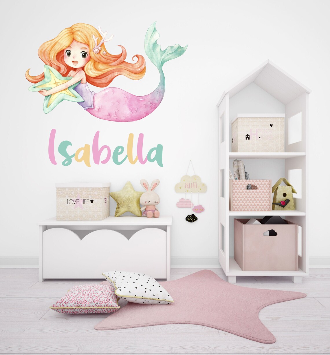 Mermaid Wall Sticker , Mermaid Room Decor , Kids Bedroom Wall Art ...