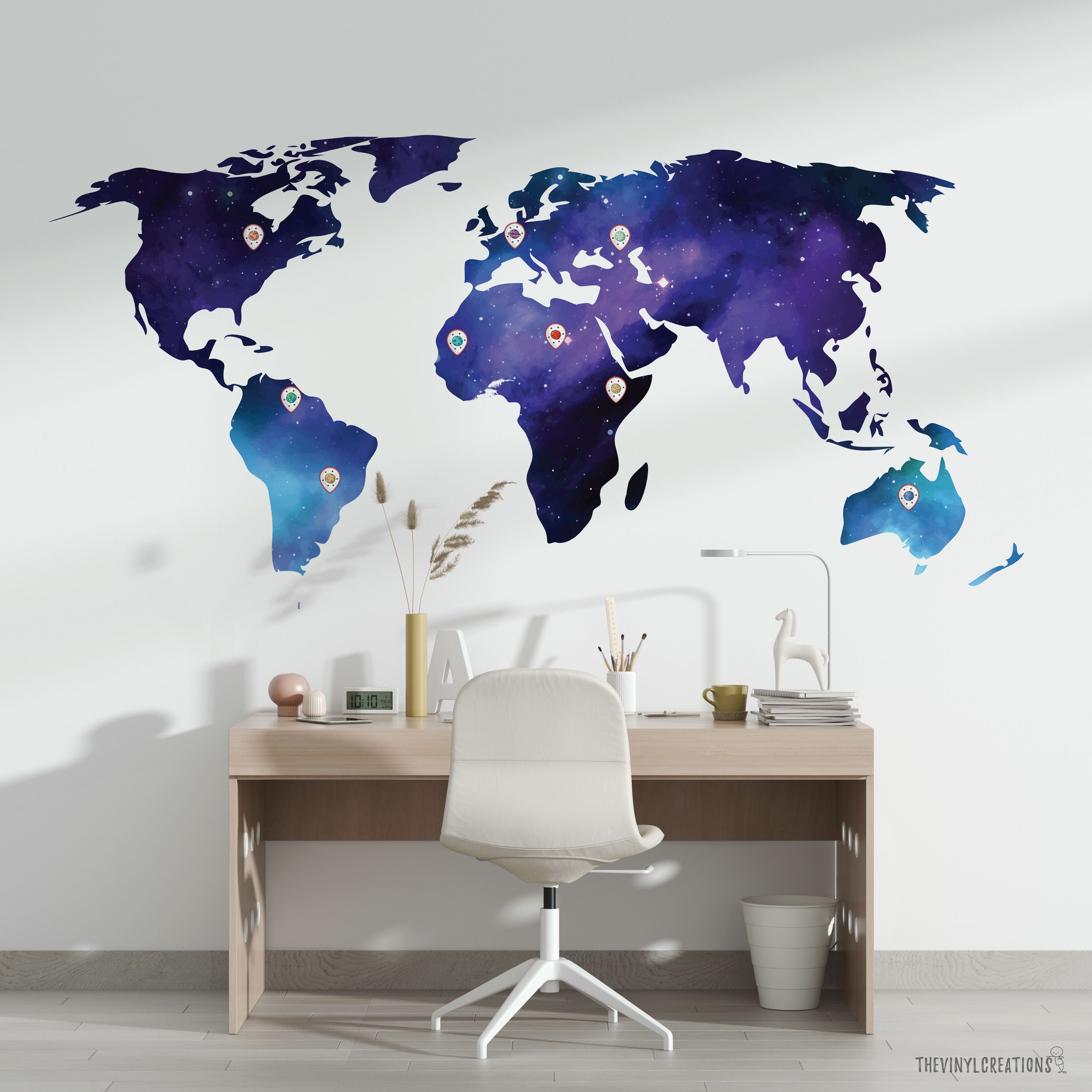 Removable World Map Wall Decal HUGE World Map Vinyl Wall Art Sticker ...