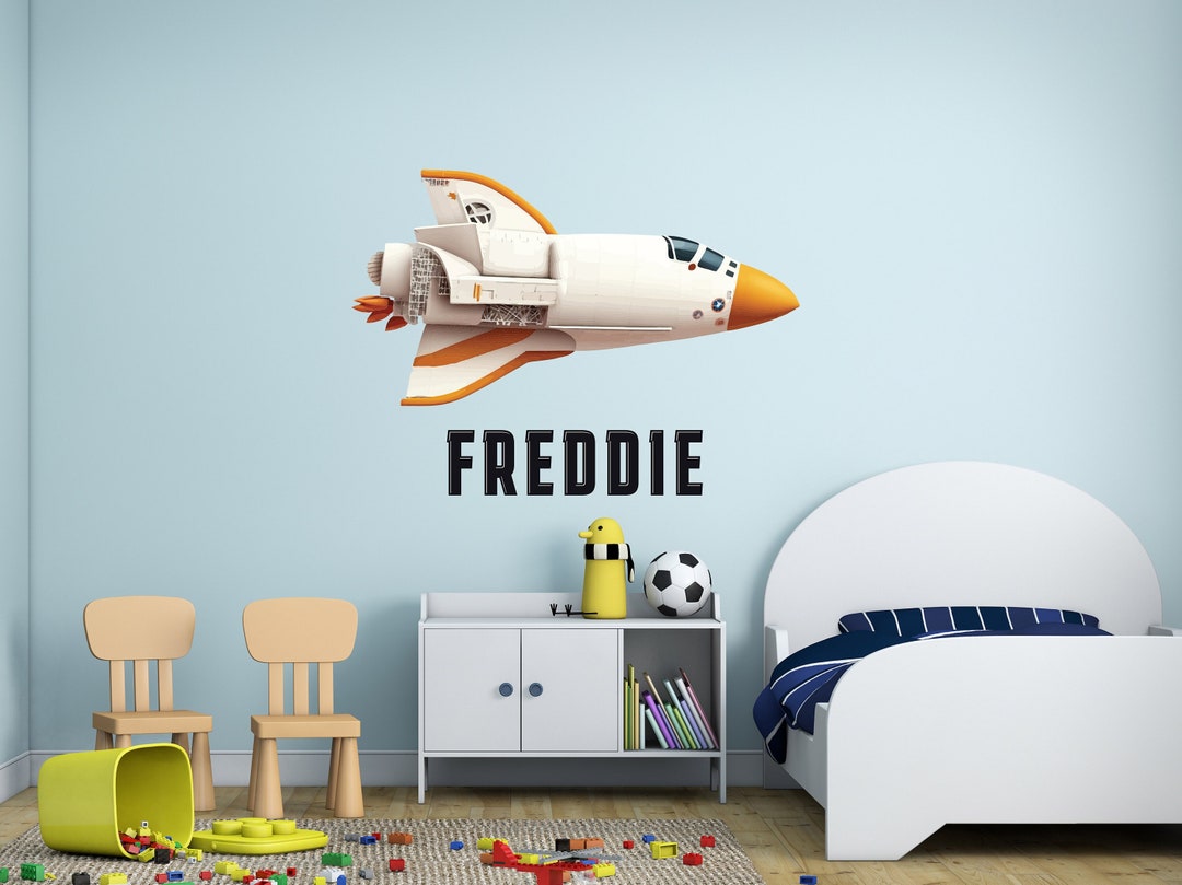 Custom Boys Name Space Wall Sticker - Rocket Decal - Space Themed Wall ...