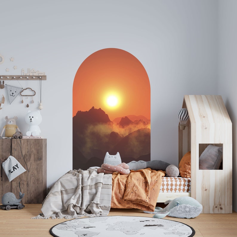 Arch Wall Decal Sunset Wall Mural Mountain Wall Stickers - Etsy