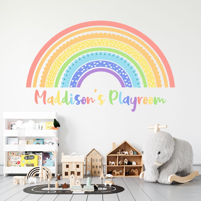 Rainbow Wall Sticker , Name Decal , Rainbow Gifts , Personalised Wall Art , Rainbow Decor , Name Sign , Playroom Decoration , Unicorn , Boho image 1