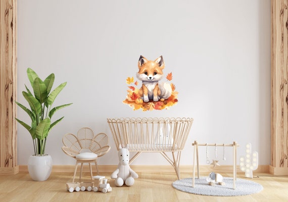 Cute Baby Fox Wall Art - Woodland Nursery Decor - Fox Wall Sticker - TheVinylCreations