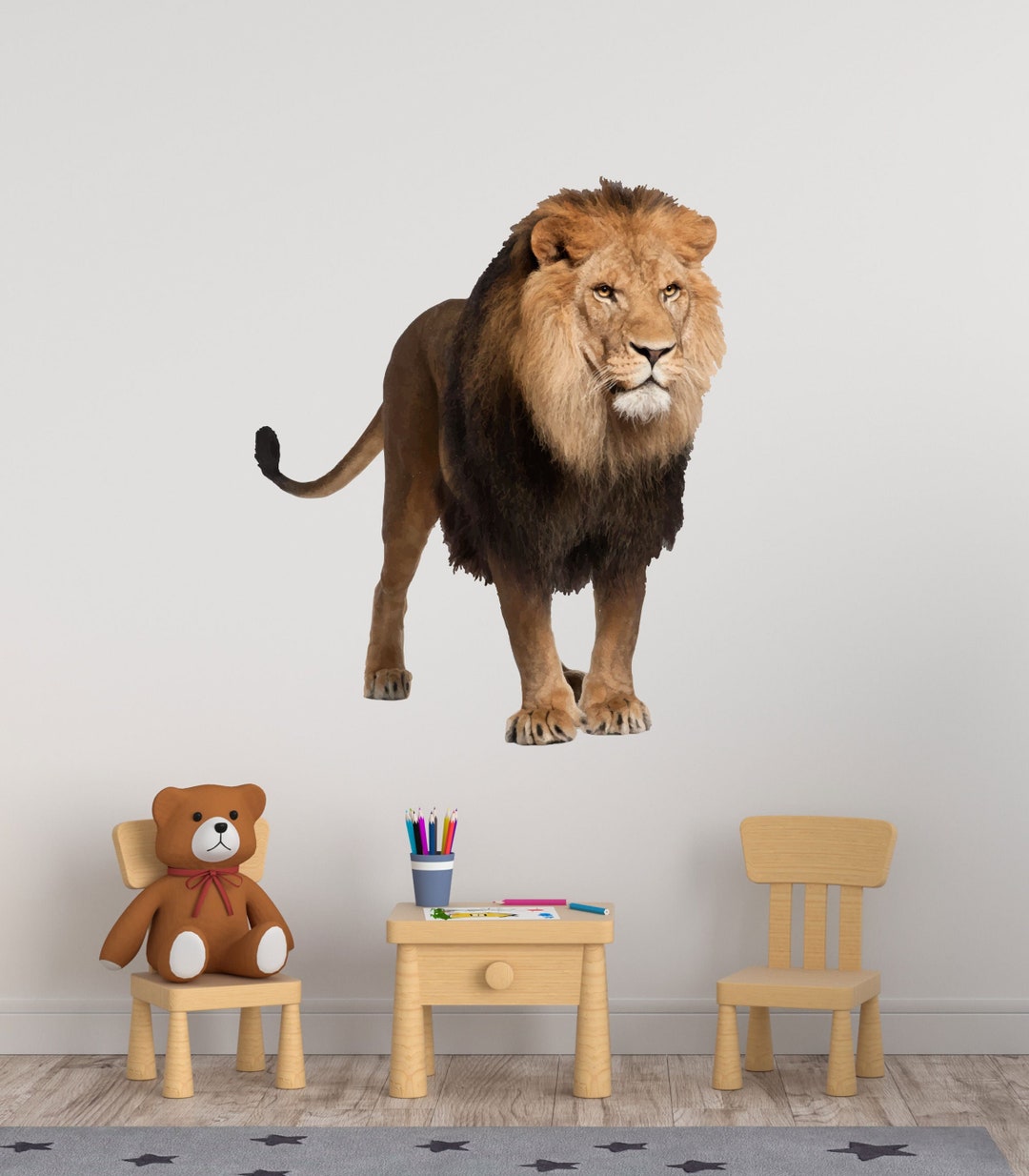 Lion Wall Decal , Jungle Nursery , Wildlife Wall Art , Lion Wall ...