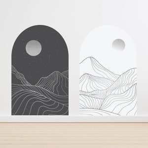 Abstract Arch , Peel And Stick Wall Mural , Removable Decal , Moon Wall Sticker , Mountains Wall Art - TheVinylCrreations