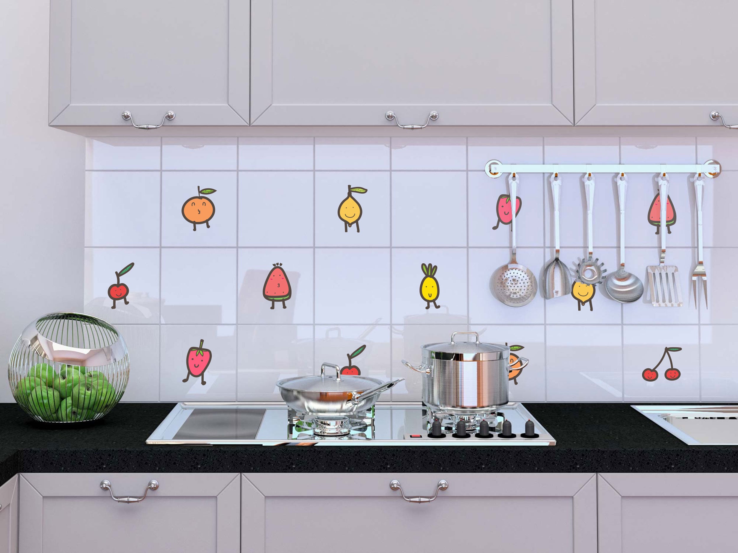 Fruit Wall Stickers Kitchen Wall Tile Stickers Fruit Wall Art Kitchen Wall Decal Cute Kitchen Decor Kitchen Tile Transfers
