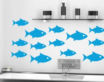 Fish Wall Decal Pack Variety Large and Small Fishes - Wall Stickers Wall Decoration , Vinyl Transfer ,