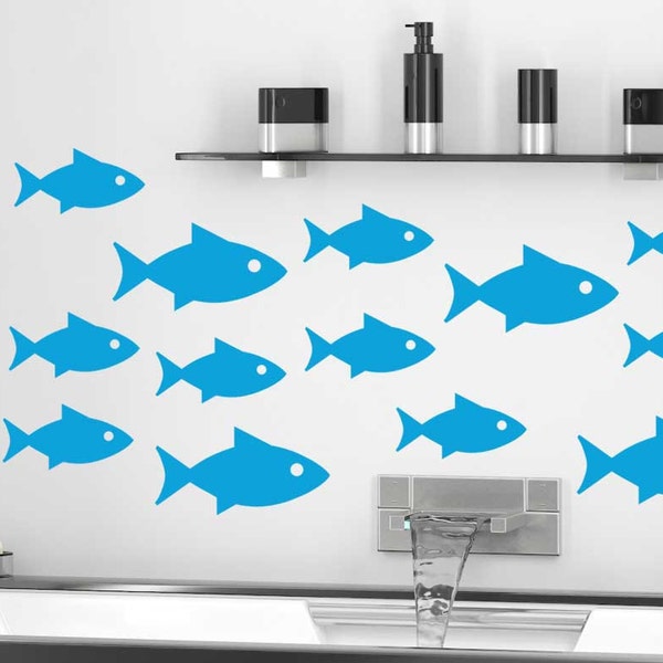 Fish Wall Decal Pack Variety Large and Small Fishes - Wall Stickers Wall Decoration , Vinyl Transfer ,