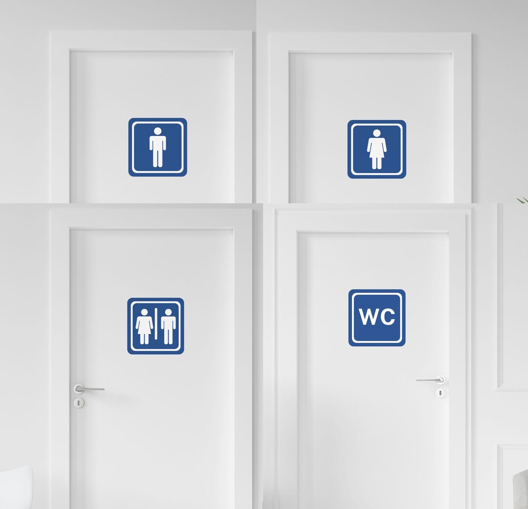 Wc Sliding Sticker WC Restroom Sticker Set - Thevinylcreations - Peel and Stick Bathroom ...