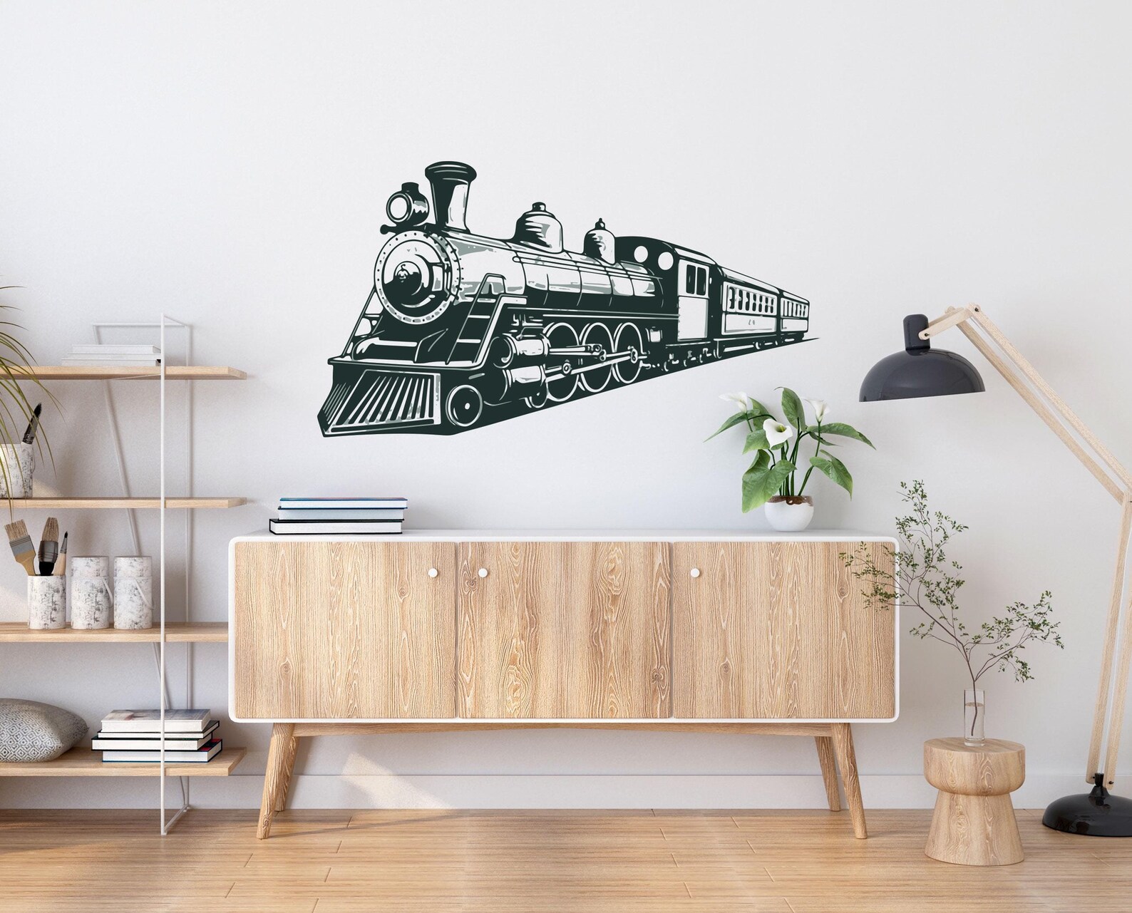 Train Side Sticker XL Vintage Train Wall Sticker, Kids Train Wall Art , Train Enthusiast ...