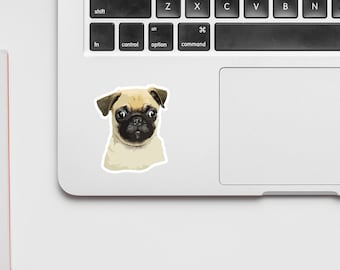 Sticker carlin faon x 2, cadeaux carlin, autocollant pour ordinateur portable, décalcomanie chien voiture, décalcomanie chiot bouteille d'eau, papier peint autocollant, résistant aux intempéries -