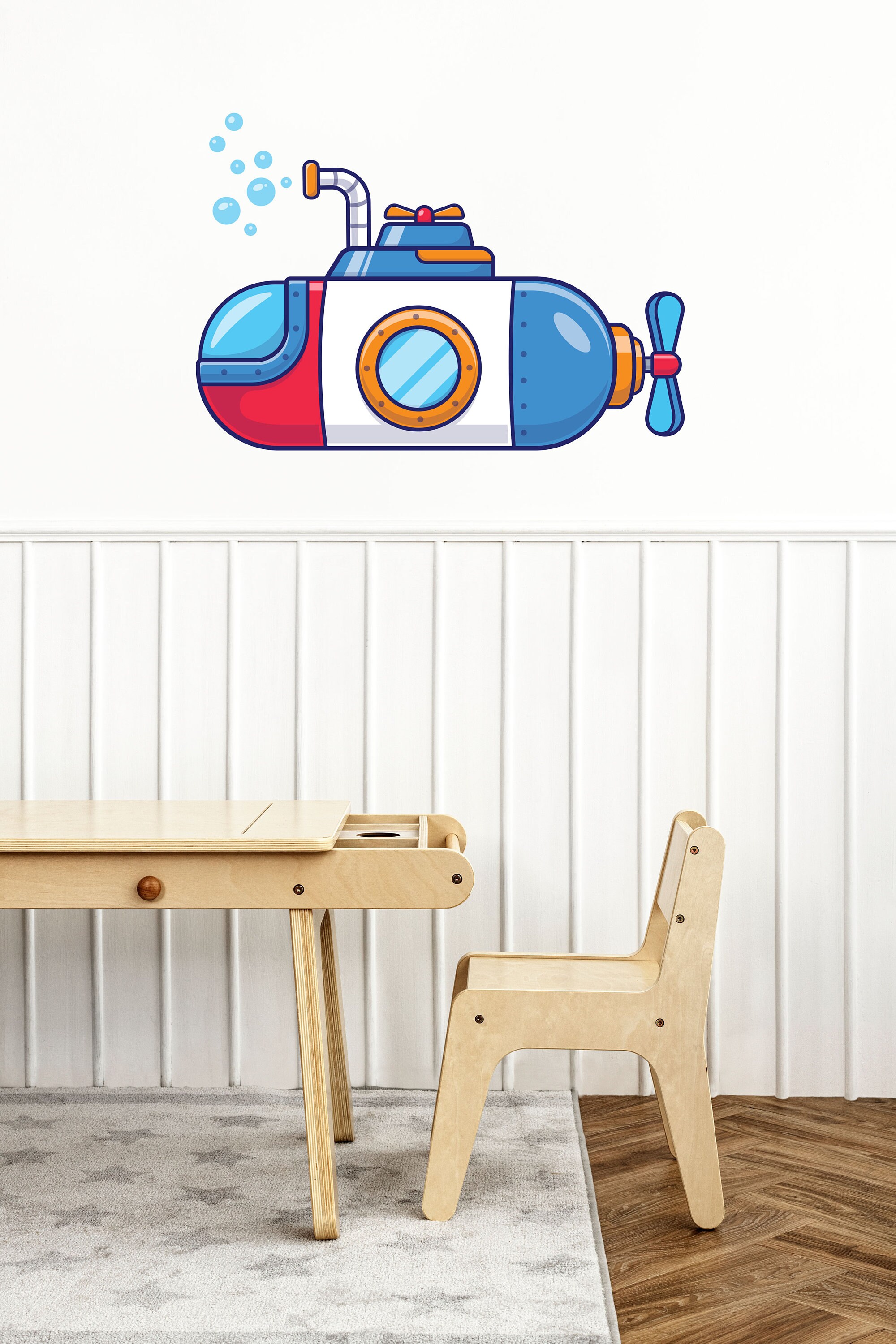 Submarine Wall Sticker , Nautical Nursery , Ocean Wall Decal , Under ...