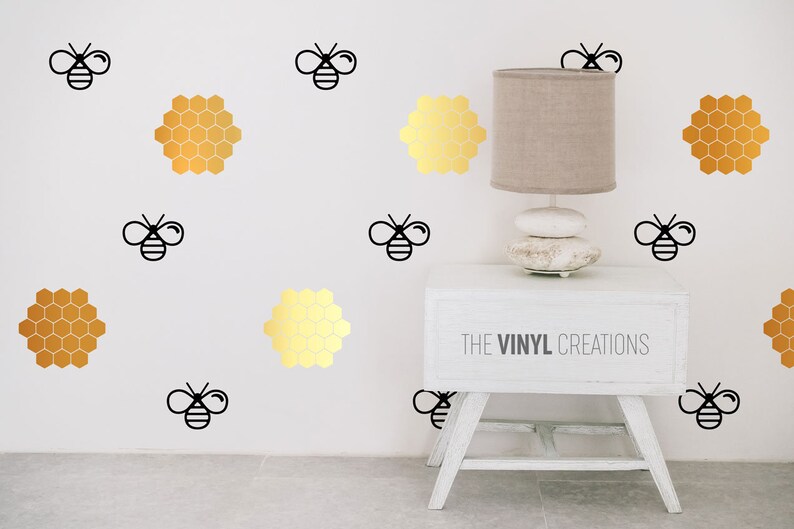 Bee Wall Decals And Bee Wall Art Etsy