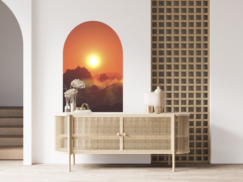 Arch Wall Decal , Sunset Wall Mural , Mountain Wall Stickers , Arch ...