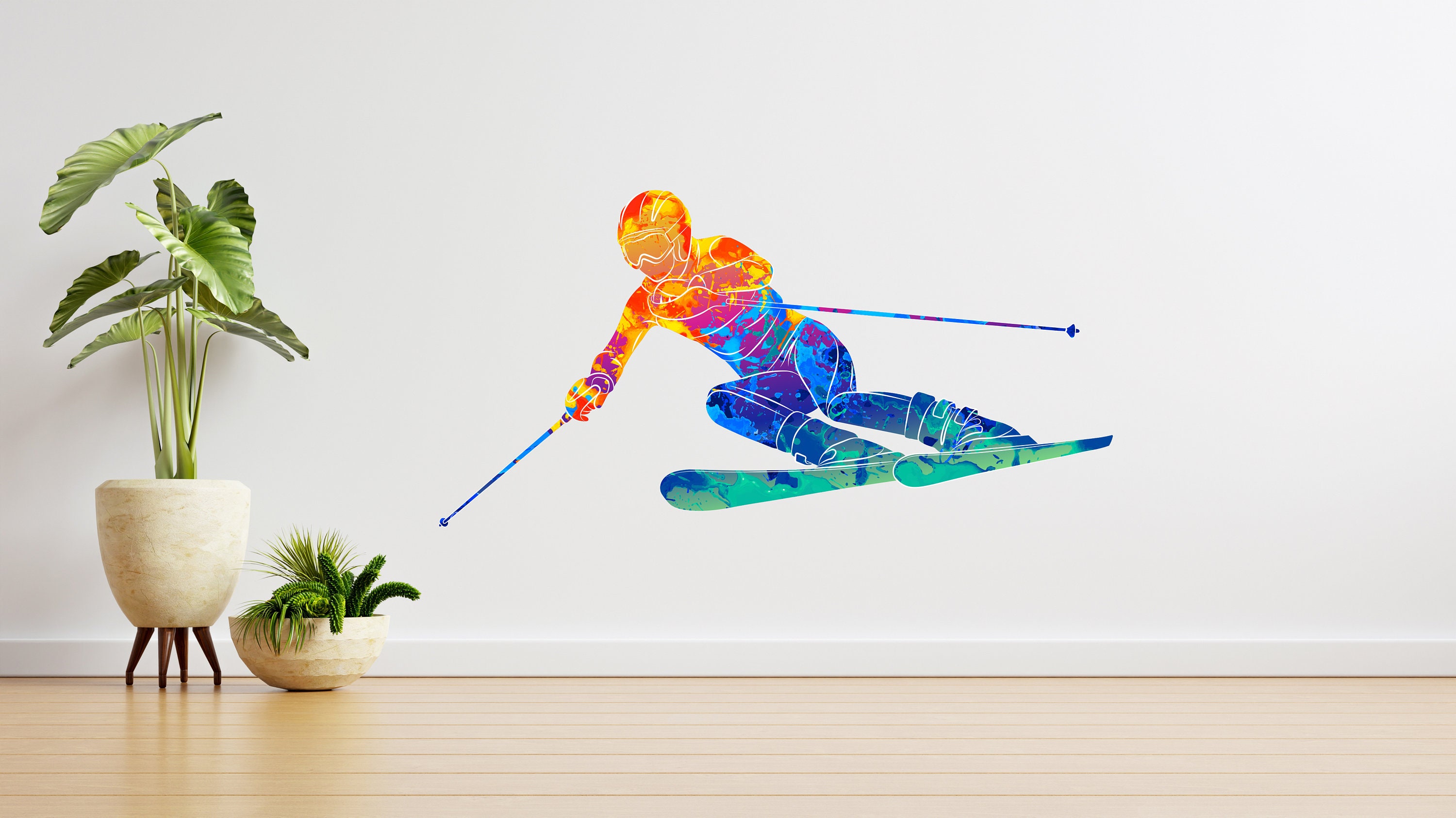 Vinyl Wall Decal Skier Ski Club Skiing Winter Sport Snow Stickers Mura —  Wallstickers4you