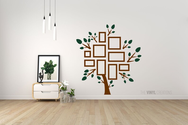 TheVinylCreations Family Tree Wall Decal Home Art Decoration Tree With Frames Mural Tree Wall Sticker