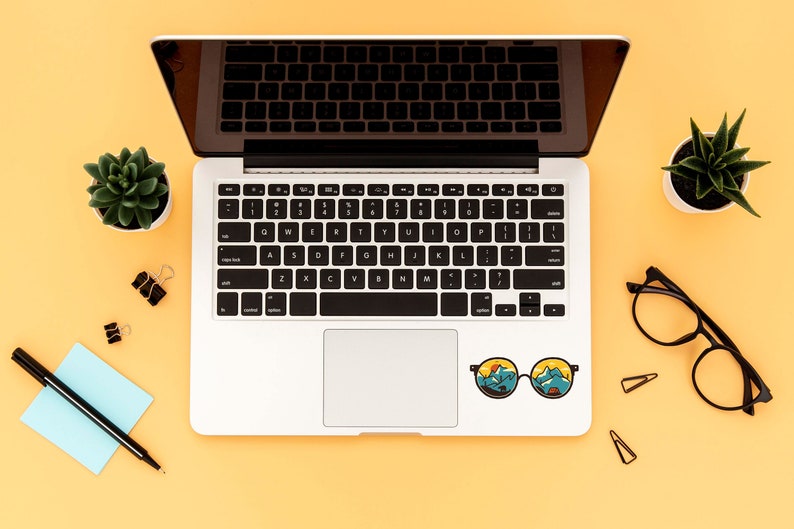 TheVinylCreations - Laptop Decal Adventure Sticker x2 Glasses Camping Decals