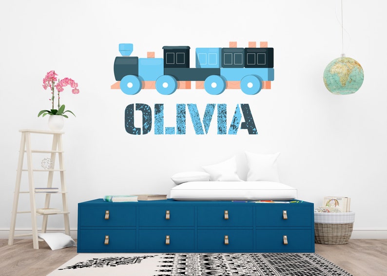Xlarge Personalised Train Wall Sticker, Kids Name Wall Decal, Children ...