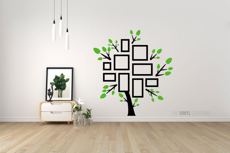 TheVinylCreations Family Tree Wall Decal Home Art Decoration Tree With Frames Mural Tree Wall Sticker