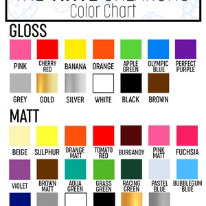 Puede incluir: Carta de colores para creaciones de vinilo, que muestra una variedad de colores en acabados brillantes y mate. La carta incluye colores como rosa, rojo, naranja, amarillo, verde, azul, morado, gris, dorado, plateado, blanco, negro, marr&oacute;n, beige, fucsia, violeta, aguamarina, y m&aacute;s.