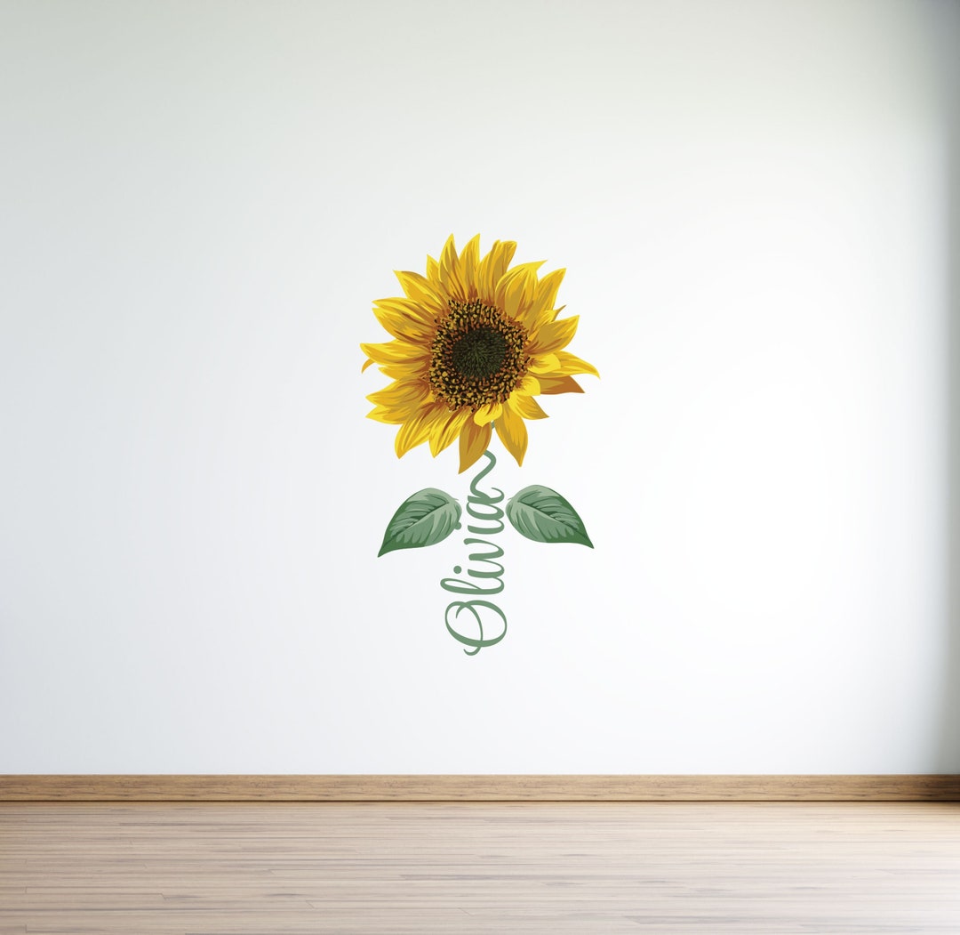 Personalised Sunflower Wall Decal Floral Wall Sticker Etsy