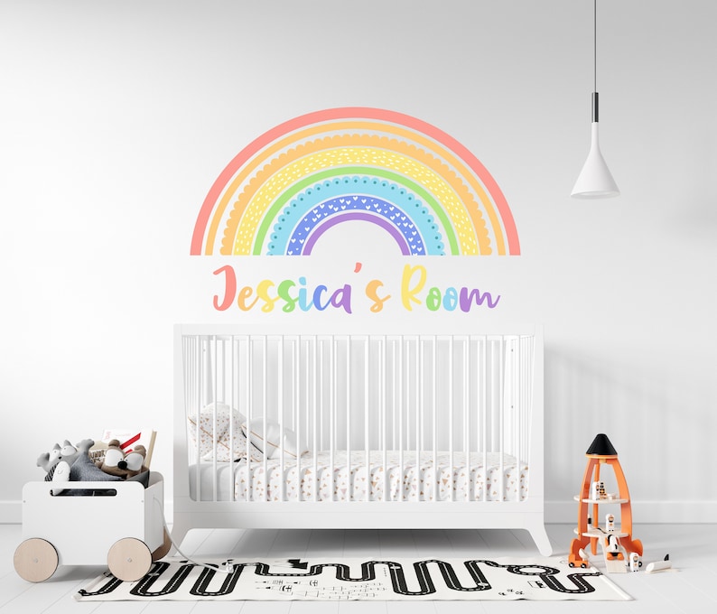 Rainbow Wall Sticker , Name Decal , Rainbow Gifts , Personalised Wall Art , Rainbow Decor , Name Sign , Playroom Decoration , Unicorn , Boho image 2