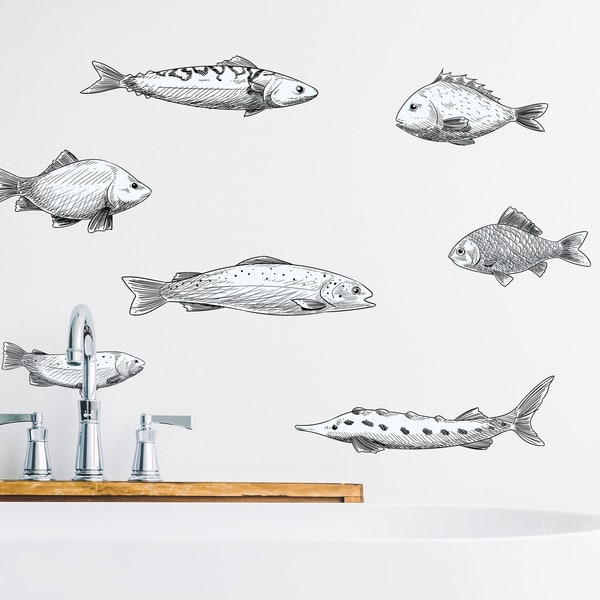 Fish Stickers - Bathroom Decor - TheVinylCreations - Fish Decals - Fish Wall Art - Marine Vinyl - Bathroom Decal - Home Gifts