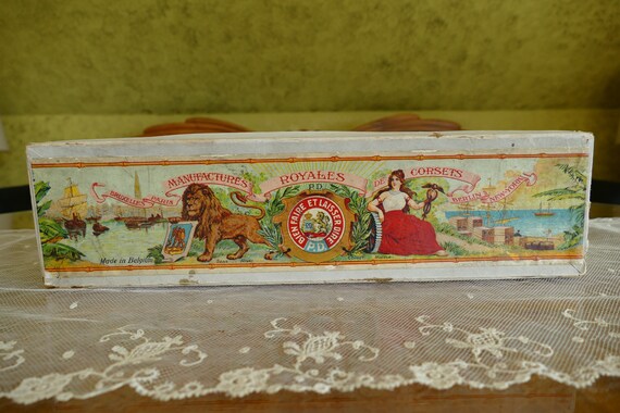 1880s Corset Box, antique Corset, P.D. Corset, Vic