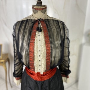Titanic Era Early 1900's "Rose" Look Handmade Costume Gown  2Pc Burg/Black 18-20