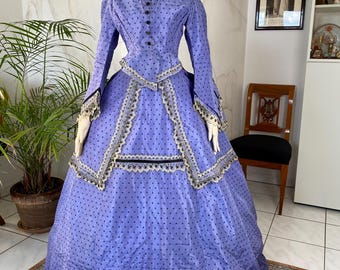 1866 Reception dress, antique dress, antique gown, Victorian dress, Gown, antikes Kleid, robe anciene, abito antico