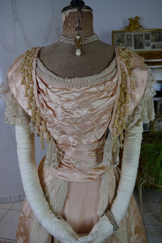 1898 LARUE Ball Gown, Bordeaux-Biarritz, antique … - image 3