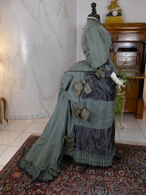 1878 Antique bustle dress, antique gown, Victorian