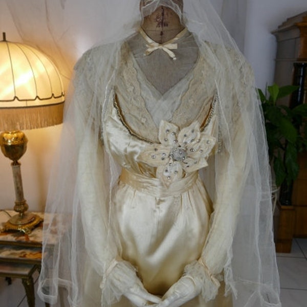 1915 Robe de mariée, robe antique, robe antique, robe de mariée, robe de mariée antique, robe édouardienne