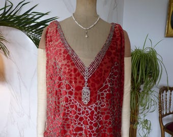 1926 WORTH, Charles Frederick Worth, House of Worth Dévoré Velvet Evening Dress, Paris, antique Dress, antique Gown, antikes Kleid