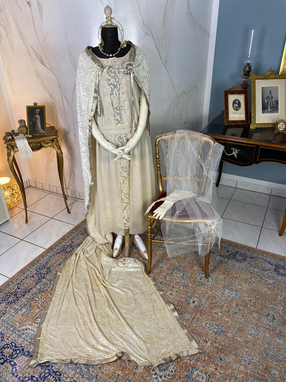 1927 Wedding Dress, antique wedding gown, flapper… - image 7
