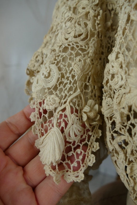 1901 Irish Crochet Lace Blouse, antique blouse, V… - image 5