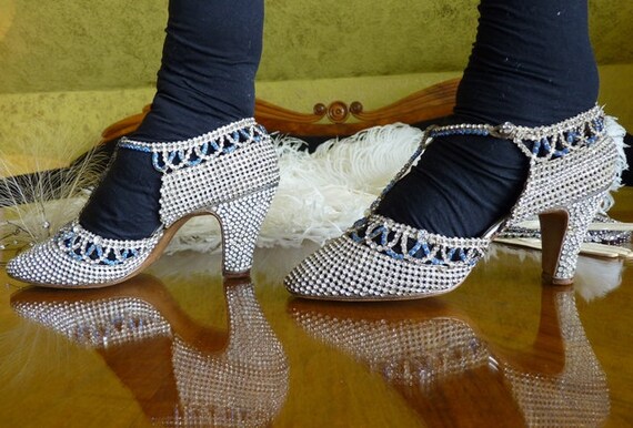 1920 Luxury Rhinestones Evening Shoes, antique sho