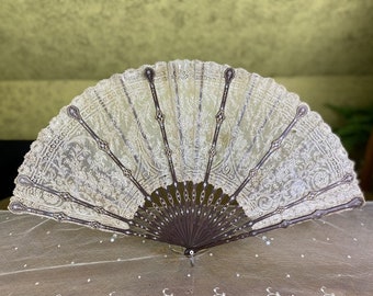 1880 “Á la semi-sultane” Lace Fan, England, antique fan, Victorian fan, antiker Fächer