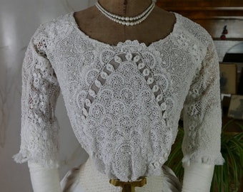 1910 Blouse, antique Blouse, Edwardian Blouse, Crocheted Blouse, antique dress, antique gown, antique irish crochet blouse, antike Bluse