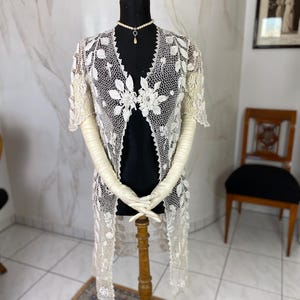 1908 Irish Crochet Long Jacket, England, antique jacket, antike Jacke, Edwardian Jacket
